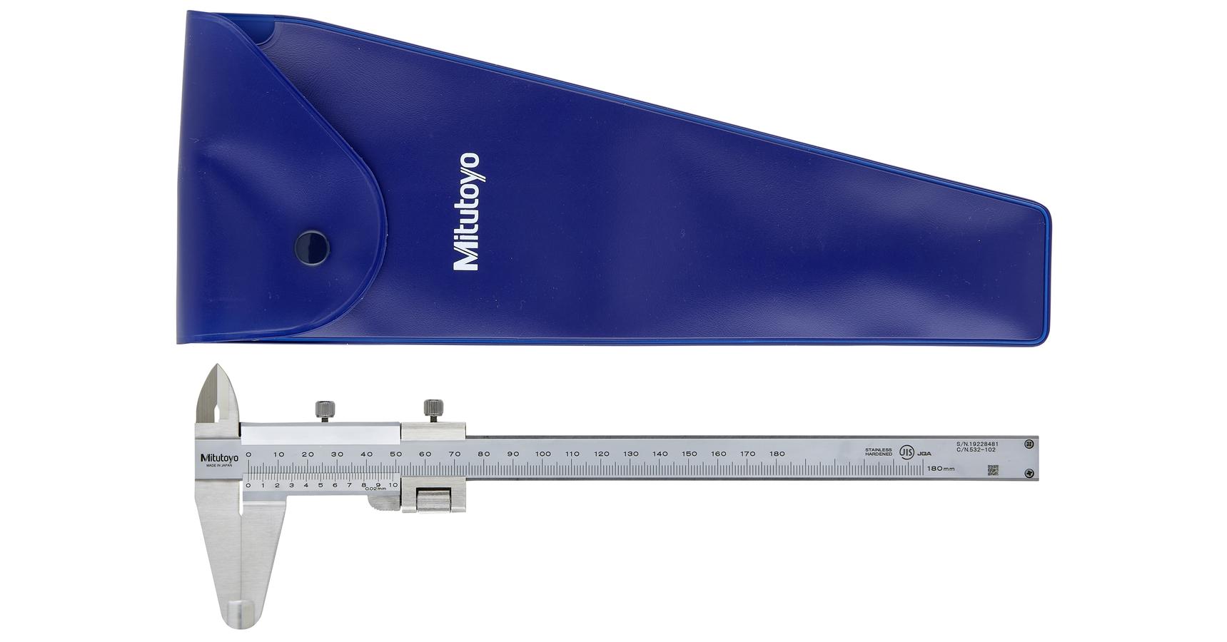 MITUTOYO 532102 Vernier Caliper, Fine Adjustment 0180mm, 0,02mm