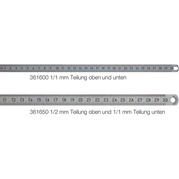 BMI 361650200 Acél mérőléc, rozsdamentes acélból osztás mm/ 1/2 mm