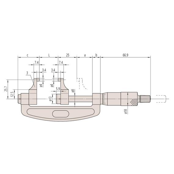 MITUTOYO 143-123 Caliper Jaw Micrometer 2-3"