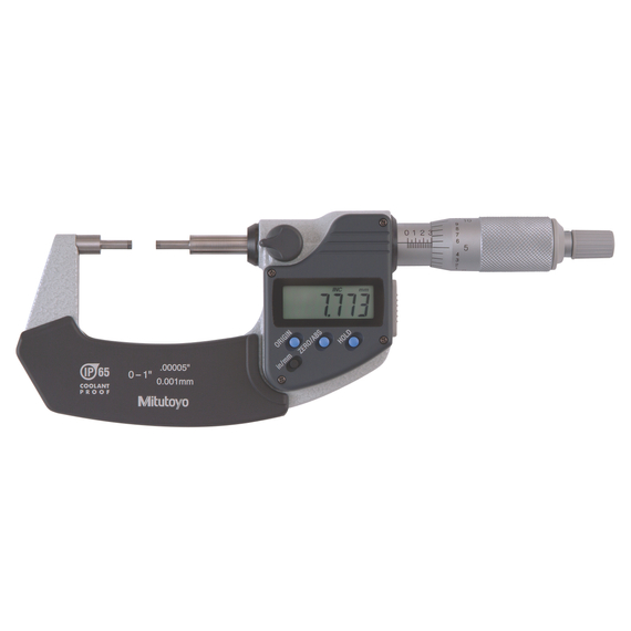 MITUTOYO 331-351-30 Digital Spline Micrometer IP65 Inch/Metric, 0-1", 3mm Measuring Face
