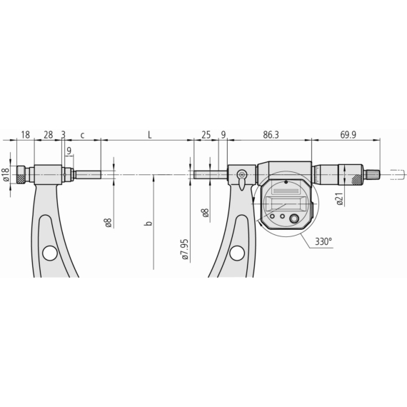 MITUTOYO 340-525 Digital Micrometer Interchangeable Anvil 800-900mm, incl. 4 Anvils