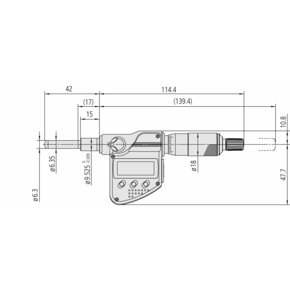 MITUTOYO 350-353-30 Digital Micrometer Head 0-1", SR4 Spindle, 0,375" Plain Stem
