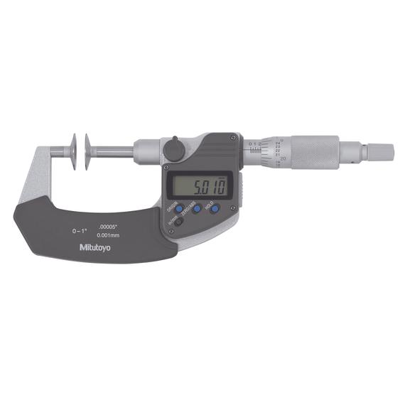 MITUTOYO 369-350-30 Digital Disc Micrometer Inch/Metric, 0-1", Non-Rotating Spindle, Disk=20mm