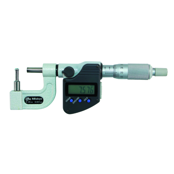 MITUTOYO 395-263-30 Digital Tube Micrometer, IP65 Spherical Anvil Flat Spindle, 0-25mm