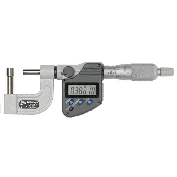 MITUTOYO 395-364-30 Digital Tube Micrometer, IP65, Inch/Met. Spherical Anvil Flat Spindle, 0-1"
