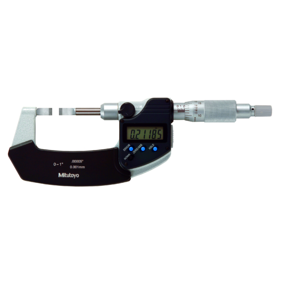 MITUTOYO 422-370-30 Digital Blade Micrometer, Blade=0,75mm Carbide-Tipped, Inch/Metric, 0-1"