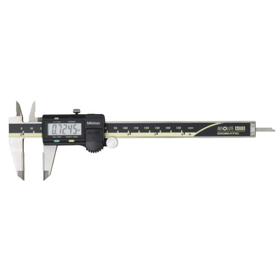 MITUTOYO 500-174-30 Digital ABS AOS Caliper, OD Carb. Jaws Inch/Metric, 0-6", Blade, Thumb R., Outp