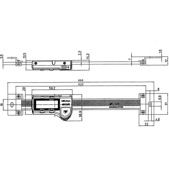 MITUTOYO 572-203-10 ABS Digimatic Scale Unit 300 mm 300 mm, Horizontal