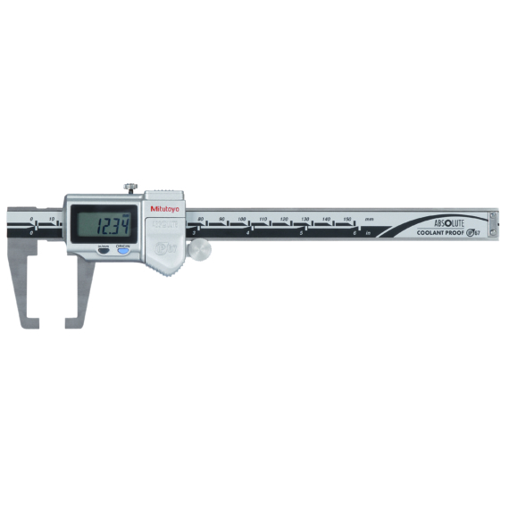 MITUTOYO 573-751-20 Digital ABS Neck Caliper Inch/Metric, 0-6", IP67, Thumb Roller